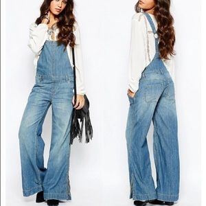 Free People D Ring Chambray Overalls
